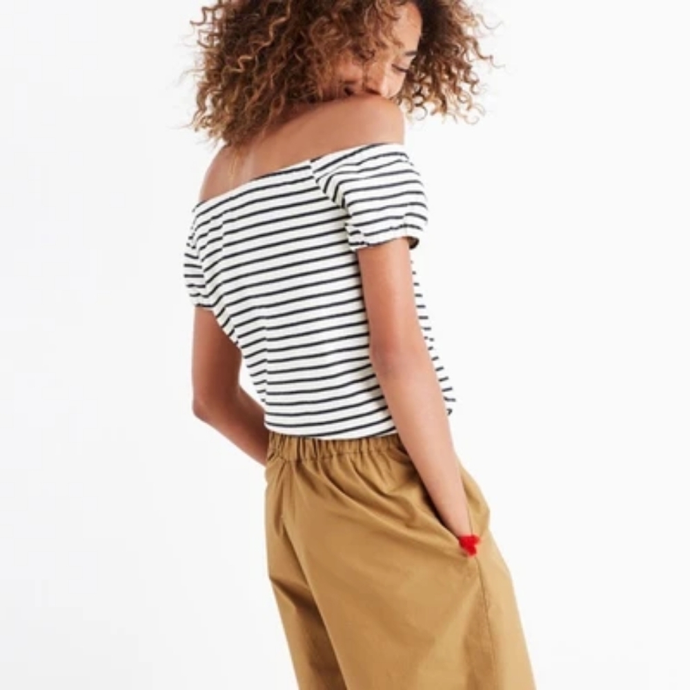 Madewell Striped Off the Shoulder Top Medium